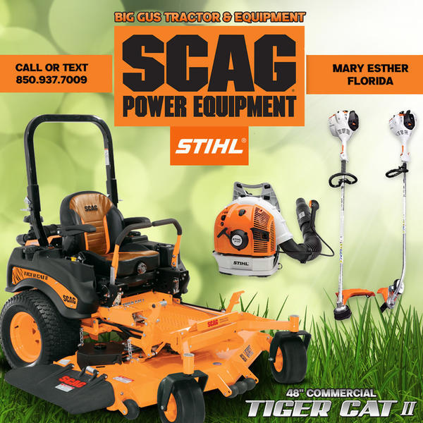 servicing the Tiger Cat for sit down zero turns. Stihl equipment included are BR600 backpack blower 