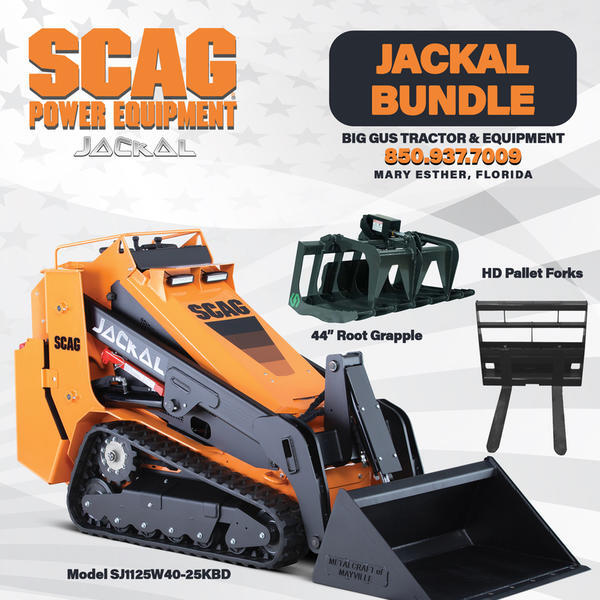 SCAG Model JACKAL BUNDLE 1 Color Orange Engine Kubota diesel Horsepower 25 Status Available Recommendations 2025 SCAG SJ1125W40-25KBD Jackal Mini Skid Steer New Skid Steer Loader 2025 JCB 270T 270T New Skid Steer Loader 2025 JCB 3TS-8T Teleskid 3TS-8T New Skid Steer Loader 2025 JCB 270T 2- 270T New Skid Steer Loader Advertised pricing excludes applicable taxes title and licensing JACKAL BUNDLE 1 Color Orange Engine Kubota diesel Horsepower 25 Status Available Recommendations 2025 SCAG SJ1125W40-25KBD Jackal Mini Skid Steer New Skid Steer Loader 2025 JCB 270T 270T New Skid Steer Loader 2025 JCB 3TS-8T Teleskid 3TS-8T New Skid Steer Loader 2025 JCB 270T 2- 270T New Skid Steer Loader Advertised pricing excludes applicable taxes title and licensing 