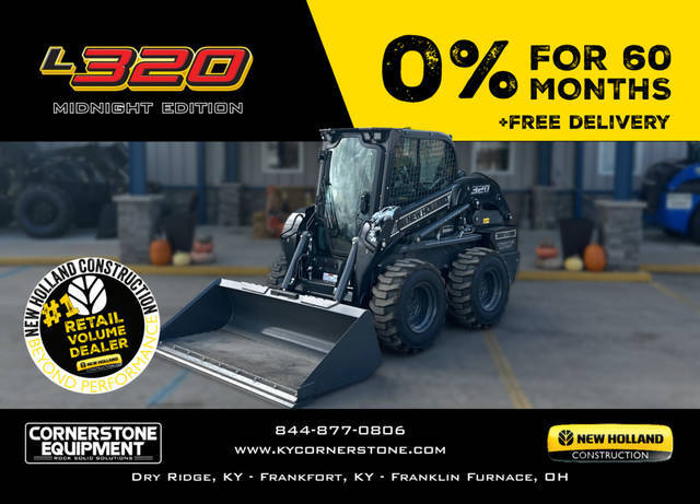 your workday more productive and comfortable with noteworthy dump height and reach L320 Skid Steer MIDNIGHT EDITION Vehicle Type Skid Steers Category Skid Steers Payments Get an Estimate for Your Payment Payment Frequency 