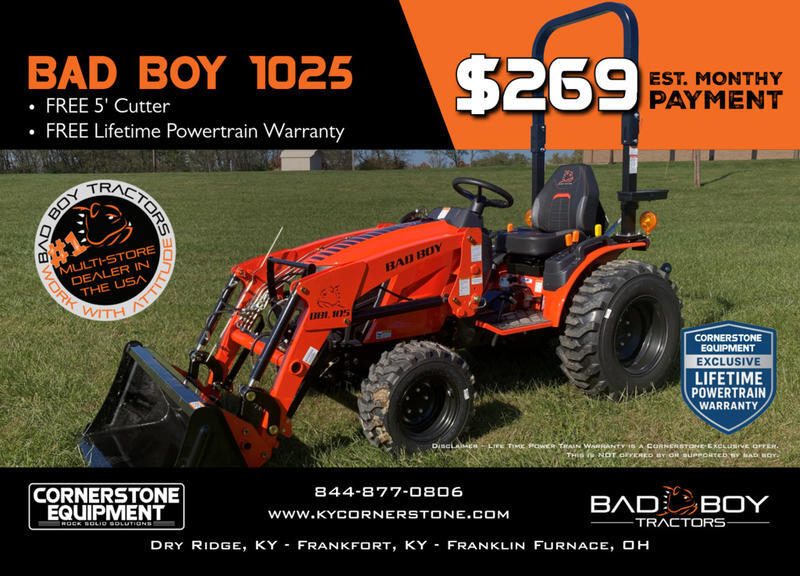 Bad Boy Model 1025 Vehicle Type Tractor Category Compact Payments Get an Estimate for Your Payment Payment Frequency 1025 Vehicle Type Tractor Category Compact Payments Get an Estimate for Your Payment Payment Frequency 