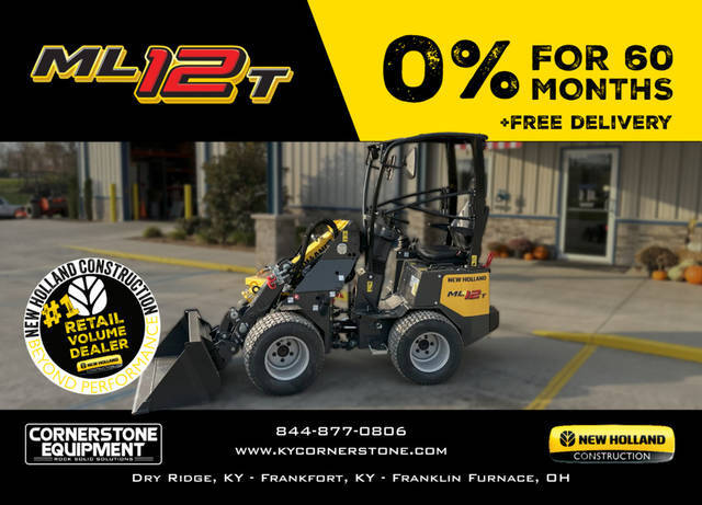 New Holland Construction Model ML12T Vehicle Type Loader Category Small Articulated Loader Payments Get an Estimate for Your Payment Payment Frequency is suitable for landscapers focused on clearing sidewalks or fenced-in areas with limited space. Machine length without a bucket comes in at 89.2 inches 