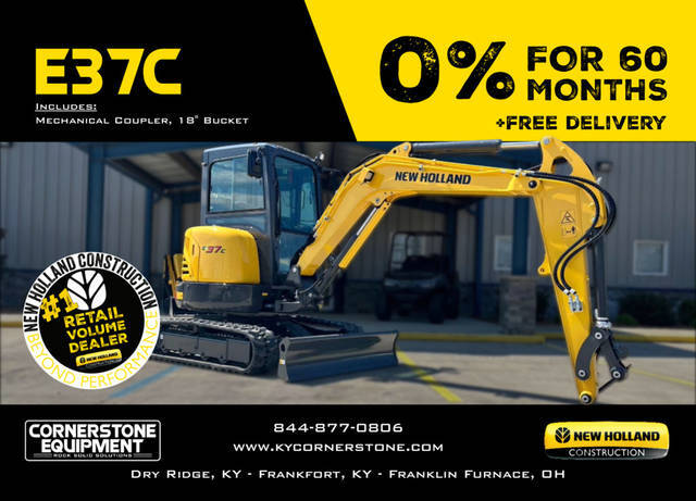 New Holland Construction Model Mini Excavators E37C Vehicle Type Excavator Category Mini Manufacturer Info Engine Engine suited for any job. Leverage a New Holland mini excavator for landscaping 