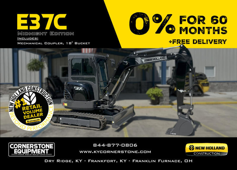 New Holland Construction Model Mini Excavators E37C Midnight Edition Vehicle Type Excavator Category Mini Payments Get an Estimate for Your Payment Payment Frequency suited for any job. Leverage a New Holland mini excavator for landscaping 