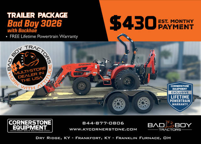 Tractor Package Model Bad Boy 3026 w/ Backhoe Vehicle Type Tractor Category Agricultural Payments Get an Estimate for Your Payment Payment Frequency Bad Boy 3026 w/ Backhoe Vehicle Type Tractor Category Agricultural Payments Get an Estimate for Your Payment Payment Frequency 