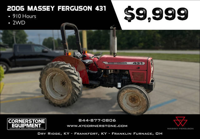 Massey Ferguson Model 431 Vehicle Type Tractor Category Compact Utility Tractor Hours 910 Payments Get an Estimate for Your Payment Payment Frequency 431 Vehicle Type Tractor Category Compact Utility Tractor Hours 910 Payments Get an Estimate for Your Payment Payment Frequency