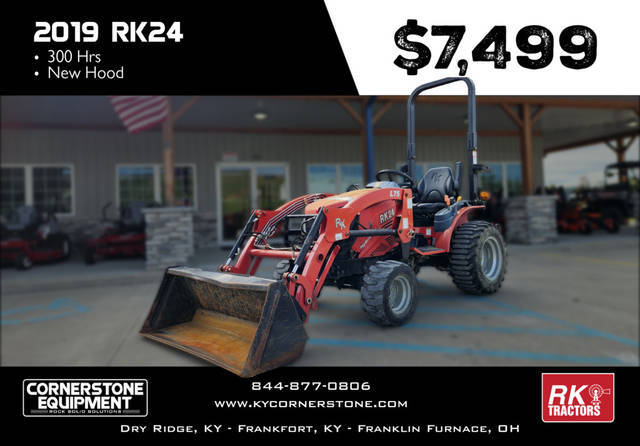 Rural King Model RK24 Vehicle Type Tractor Category Compact Utility Tractor Payments Get an Estimate for Your Payment Payment Frequency RK24 Vehicle Type Tractor Category Compact Utility Tractor Payments Get an Estimate for Your Payment Payment Frequency 